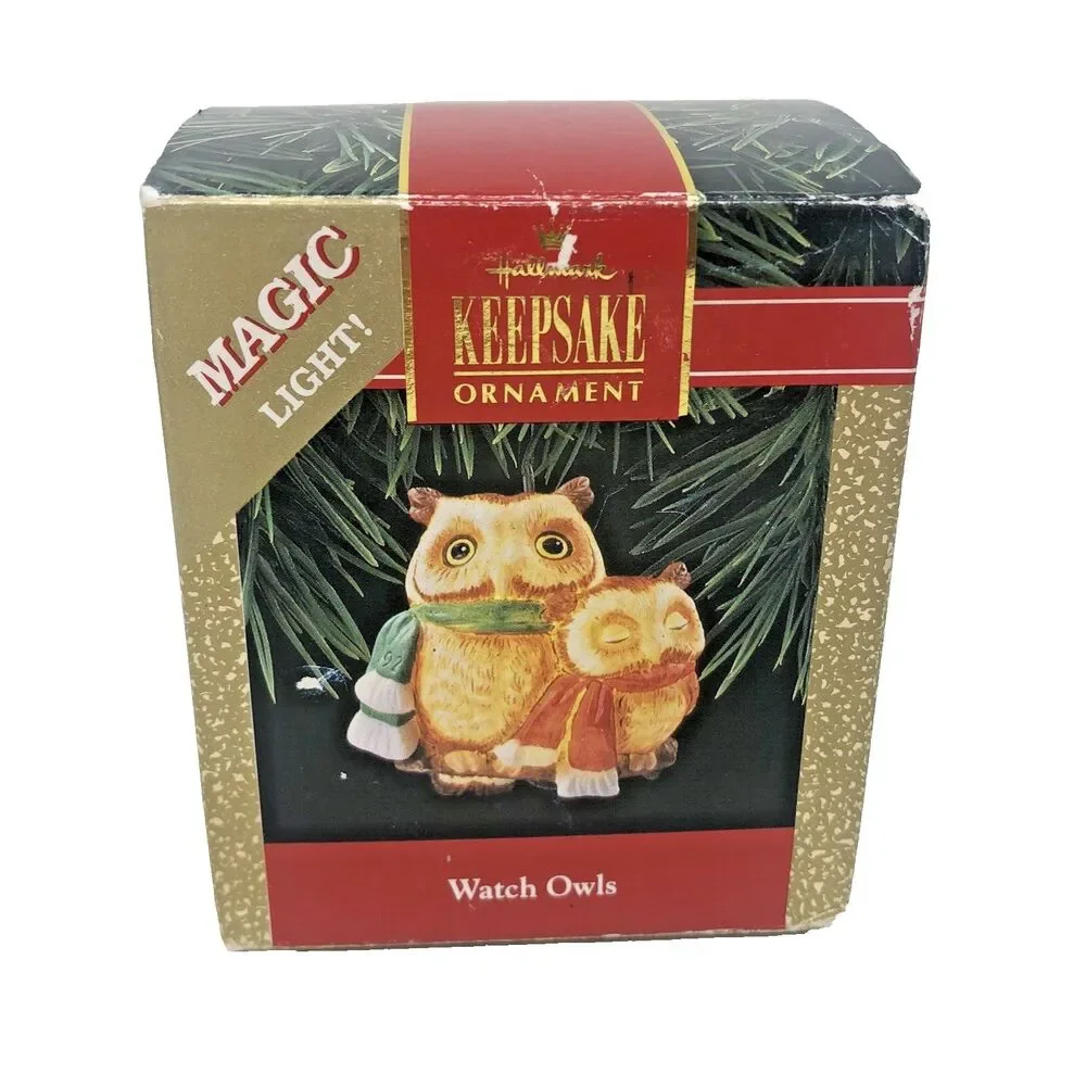 Hallmark Keepsake Magic Light Ornaments Feathered Friends Watch Owl Lamplighter